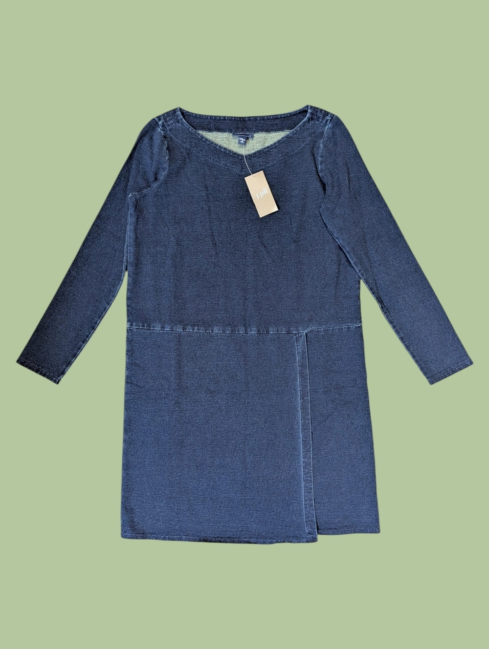 J Jill Pure Jill Indigo Dress Women's XS Petite Blue Wash Sheath Minimalist NEW